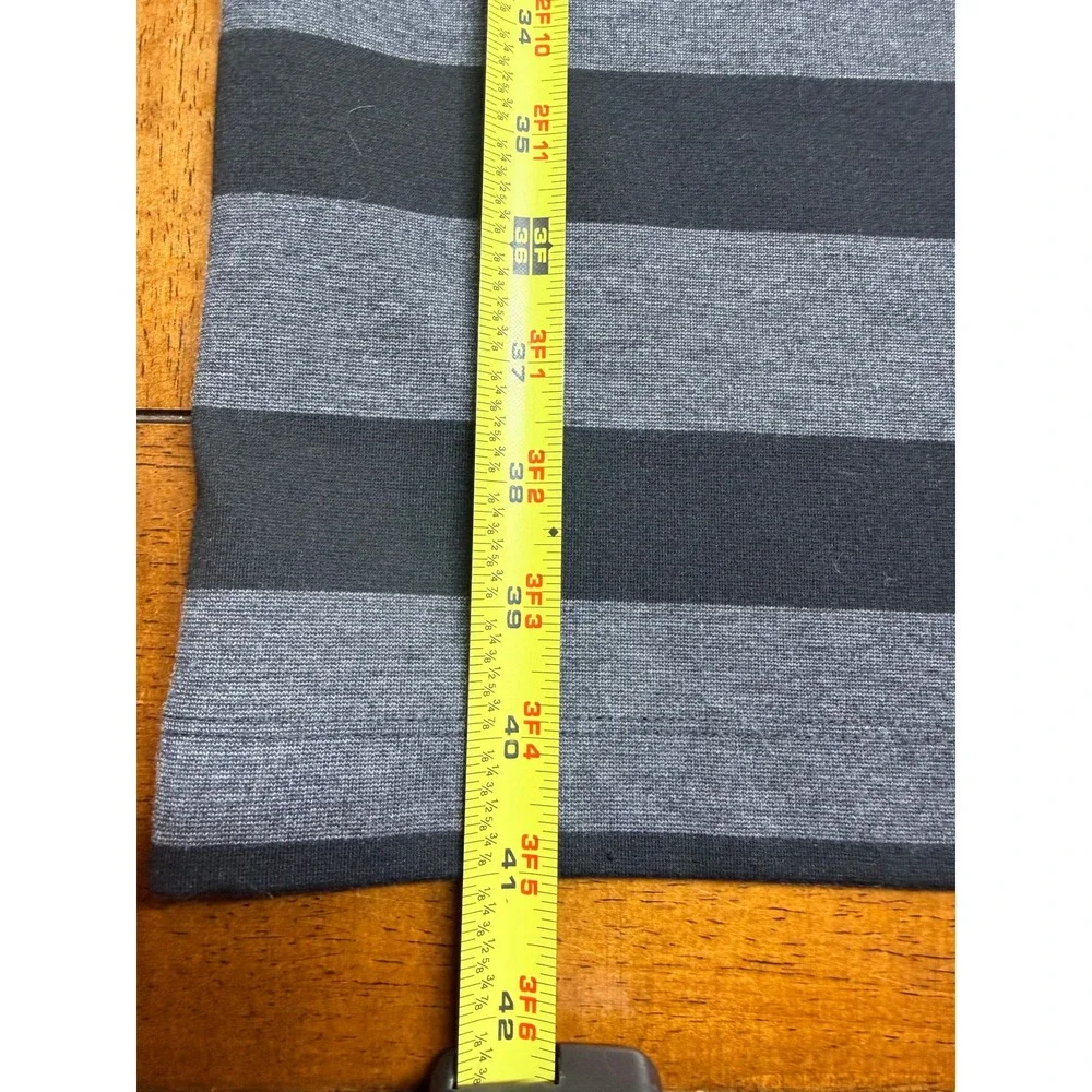 BCBGMAXAZRIA Roslyn Dress Women M Grey Black Good Striped 3/4 Sleeve Sheath